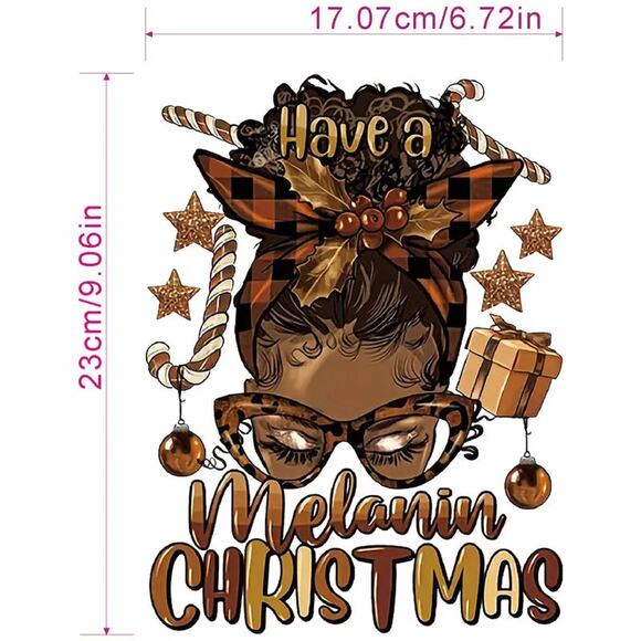 Fashion Graphic Print Have A Melanin Christmas Design Trendy Canvas Tote Bag - Picture 4 of 4